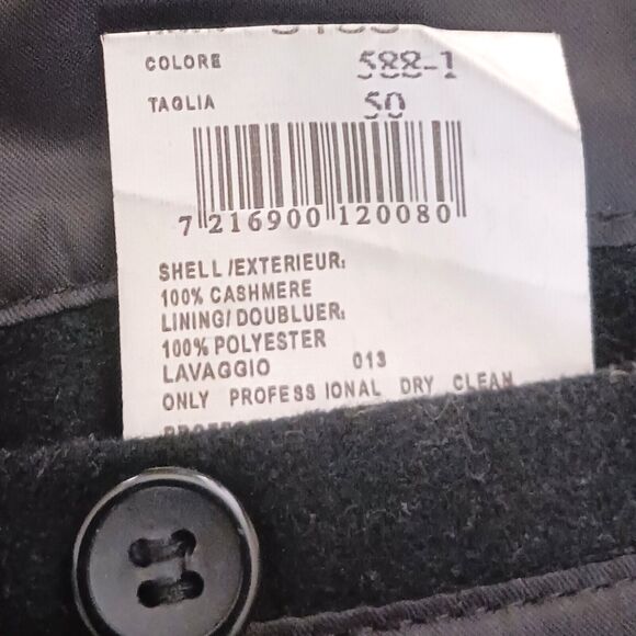 100% Cashmere Mens Knee Length Overcoat Blk Palmbird EU 50 US 40 - Picture 9 of 11